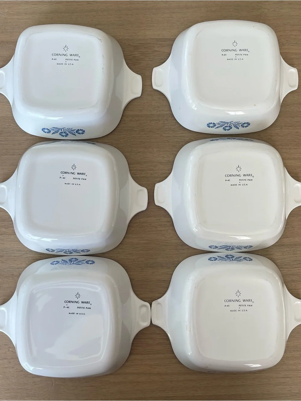 Vintage Corning Ware Blue Cornflower P-41 Petite Pan - Set of 6 USA Baking Dish